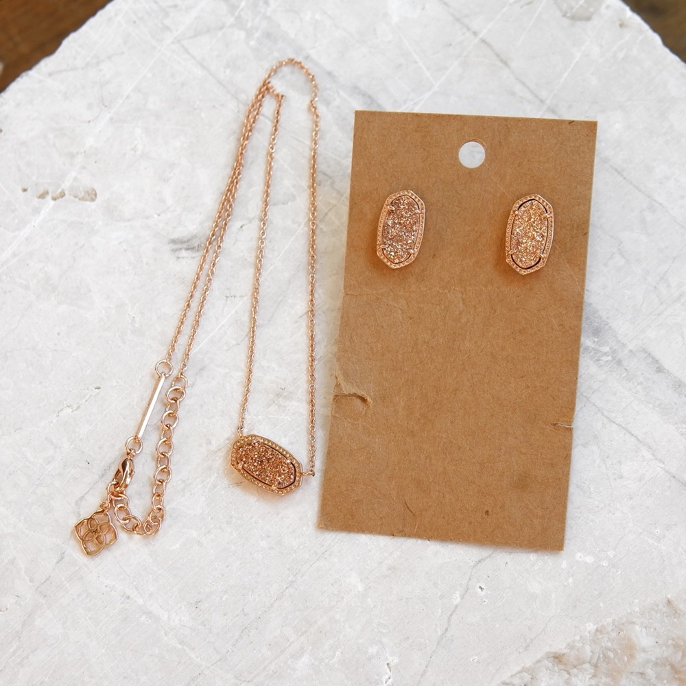 Kendra Scott Rose Gold Drusy Set